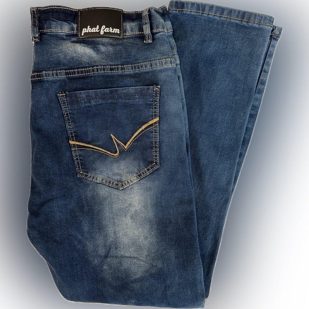 Phat Farm Skinny Stretch Detail On Knee Jeans Mens‎ 36x30